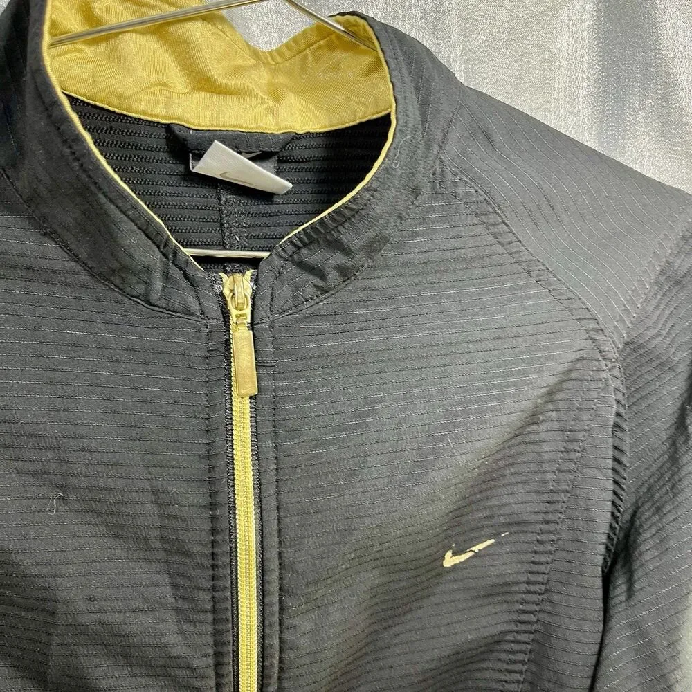 Nike Sphere Dry Jacket Black w/Gold Full Zip Textured Women's L (12/14)